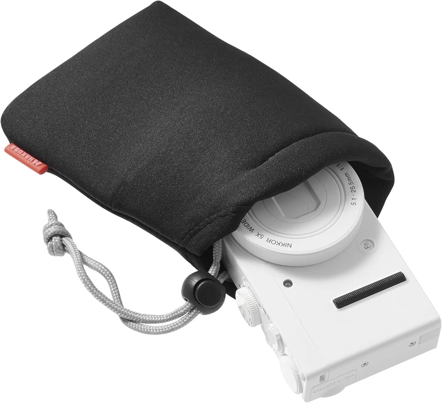 ハクバ Hakuba KCS-37S Camera Pouch, Soft Cushion Pouch, Small, Black, Camera Case, Drawstring Gadget Case, Inner Pouch, Digital Camera