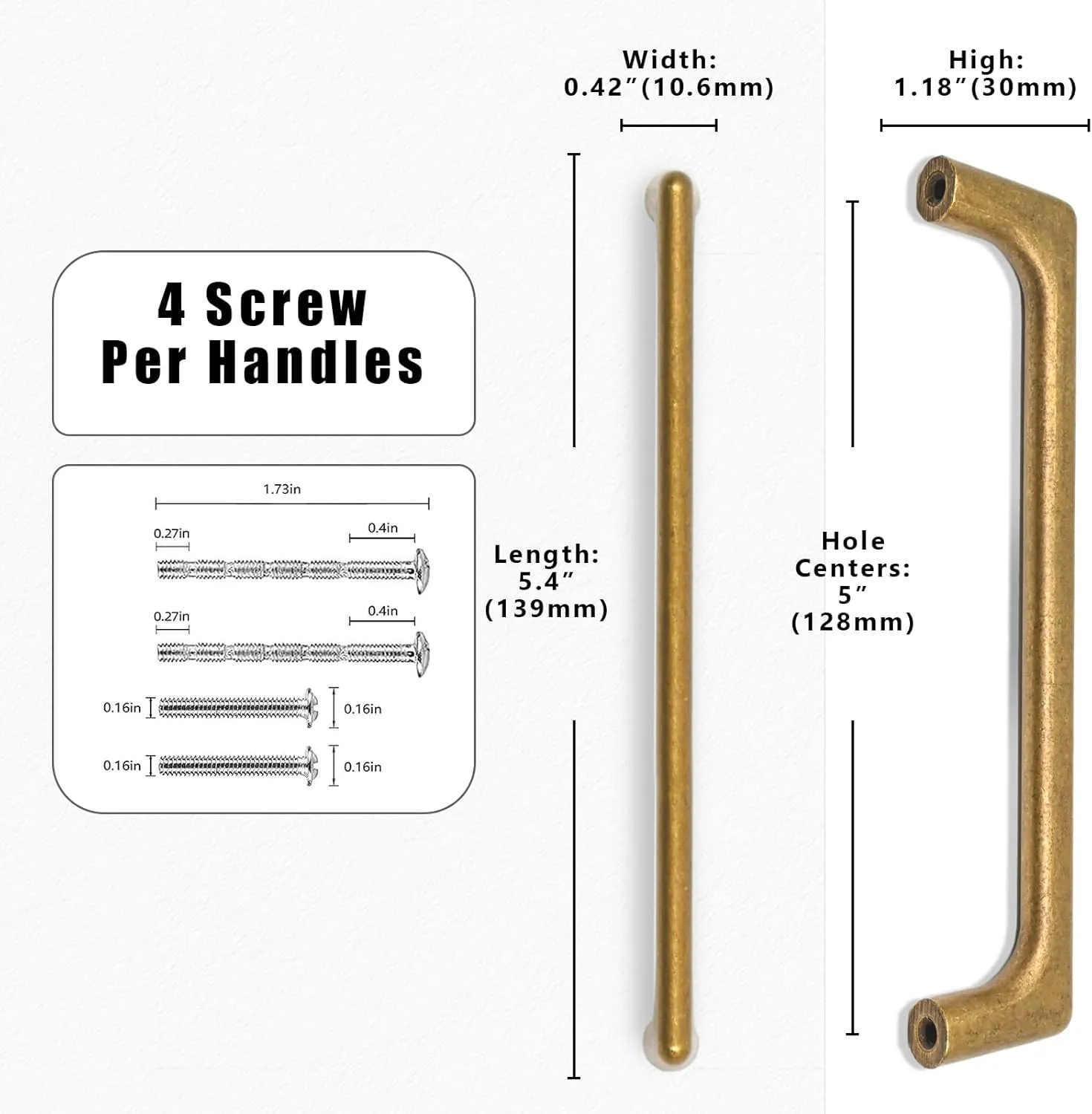 10 Pack Antique Brass Cabinet Pulls 5 Inch(128mm) Kitchen Cabinet Handles Vintage Retro Cabinet Hardware for Drawer Pulls