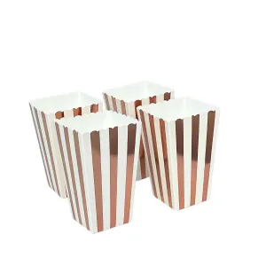 100 Pack Rose Gold Disposable Paper Popcorn Boxes - Movie Theater Style Reusable Popcorn Boxes for Parties, Carnivals, and Circus Events (Rose Gold)