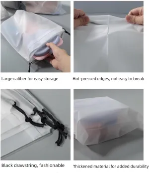 100 Pcs Translucent Drawstring Travel Shoe Bags for Travel Plastic Shoes Bag Clear Plastic Drawstring Bags Dust Bags Shoe Bags for Storage Travel Purses(Translucent, 16" x 11.8")