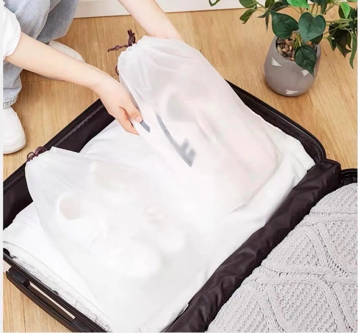 100 Pcs Translucent Drawstring Travel Shoe Bags for Travel Plastic Shoes Bag Clear Plastic Drawstring Bags Dust Bags Shoe Bags for Storage Travel Purses(Translucent, 16" x 11.8")