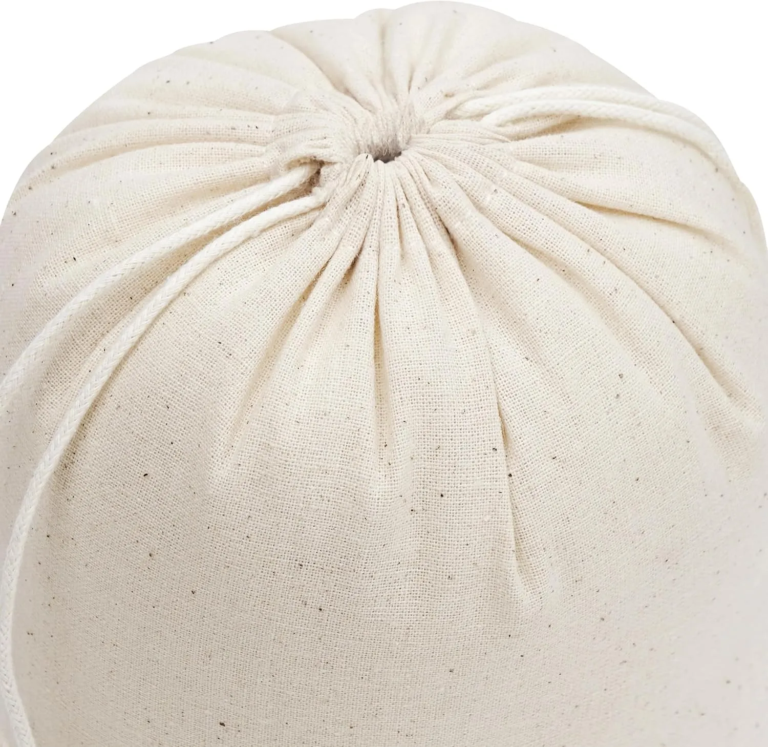 100 Percent Cotton Drawstring Bags, Reusable Quality with Double String, For Pantry Kitchen Storage Shoes - Pack of 6 (Natural Beige, 12 x 16 Inch)