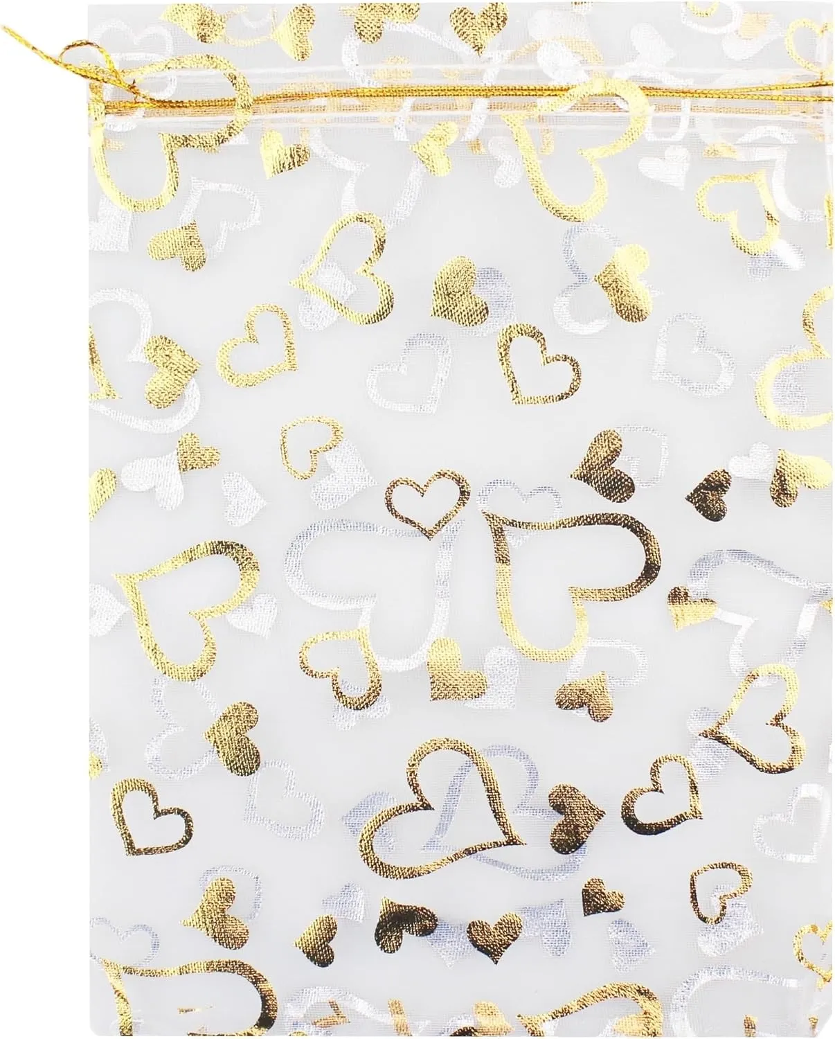 100pcs 7 x 9 Organza Bag, Flower Heart Gift Pouch for Jewelry, Candy, Wedding Favor