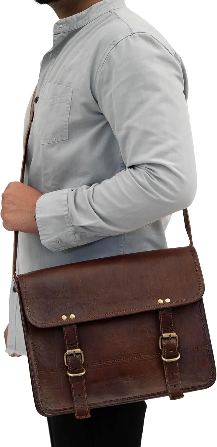 10" Inch Leather Messenger Bag vintage satchel bag Crossbody Bags for Men and Women unisex office bag