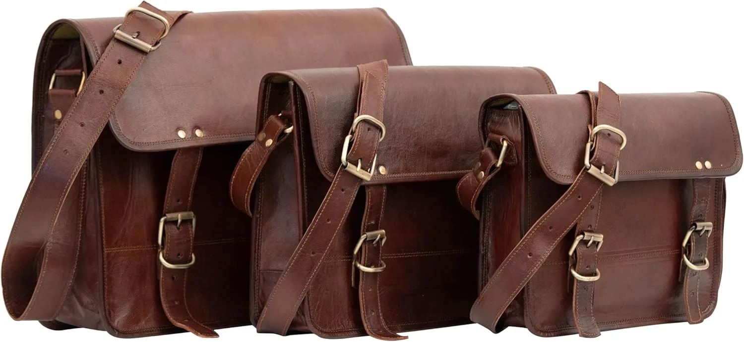 10" Inch Leather Messenger Bag vintage satchel bag Crossbody Bags for Men and Women unisex office bag