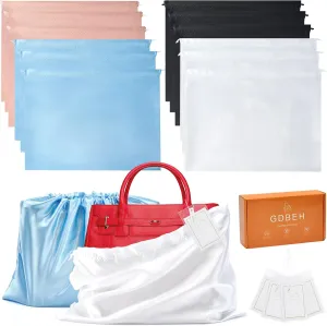 12 Pack Dust Bags for Handbags Travel Storage Pouch Silk Cloth Bag With Drawstring Large Storage Pouch for Handbag Purse Shoes Boots