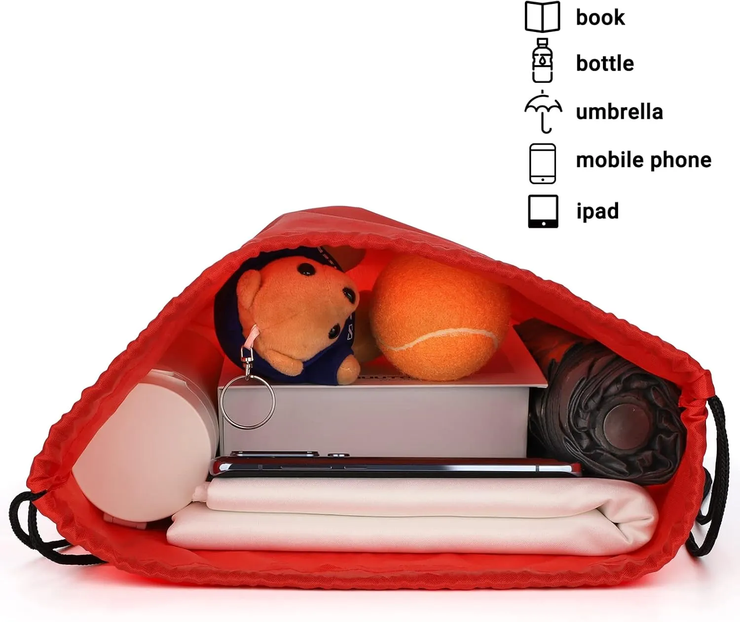 12 Pieces Red Drawstring Bags, 13x17 Inch Polyester Non-nylon Sport Cinch Bags, Bulk Draw String Backpack Sport Storage Bags for Men Women Gym Trip Party Favors Gift