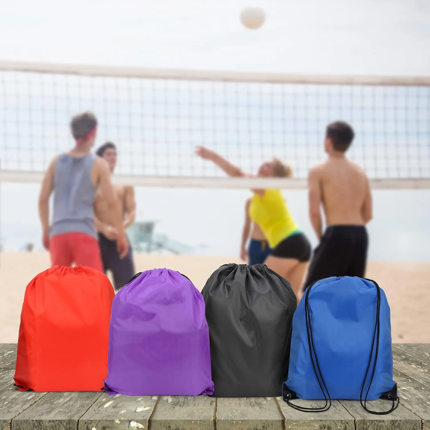 12 Pieces Red Drawstring Bags, 13x17 Inch Polyester Non-nylon Sport Cinch Bags, Bulk Draw String Backpack Sport Storage Bags for Men Women Gym Trip Party Favors Gift