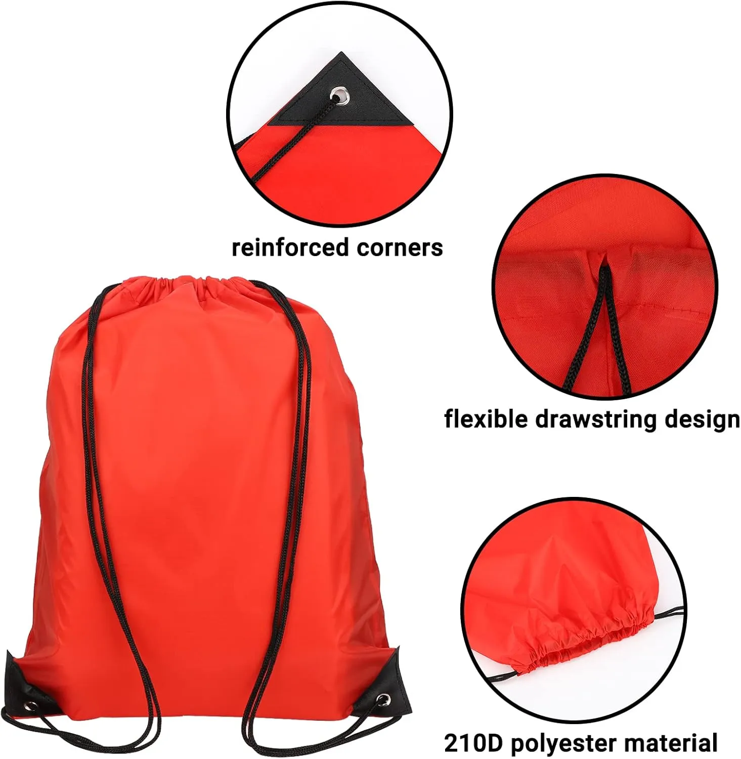 12 Pieces Red Drawstring Bags, 13x17 Inch Polyester Non-nylon Sport Cinch Bags, Bulk Draw String Backpack Sport Storage Bags for Men Women Gym Trip Party Favors Gift
