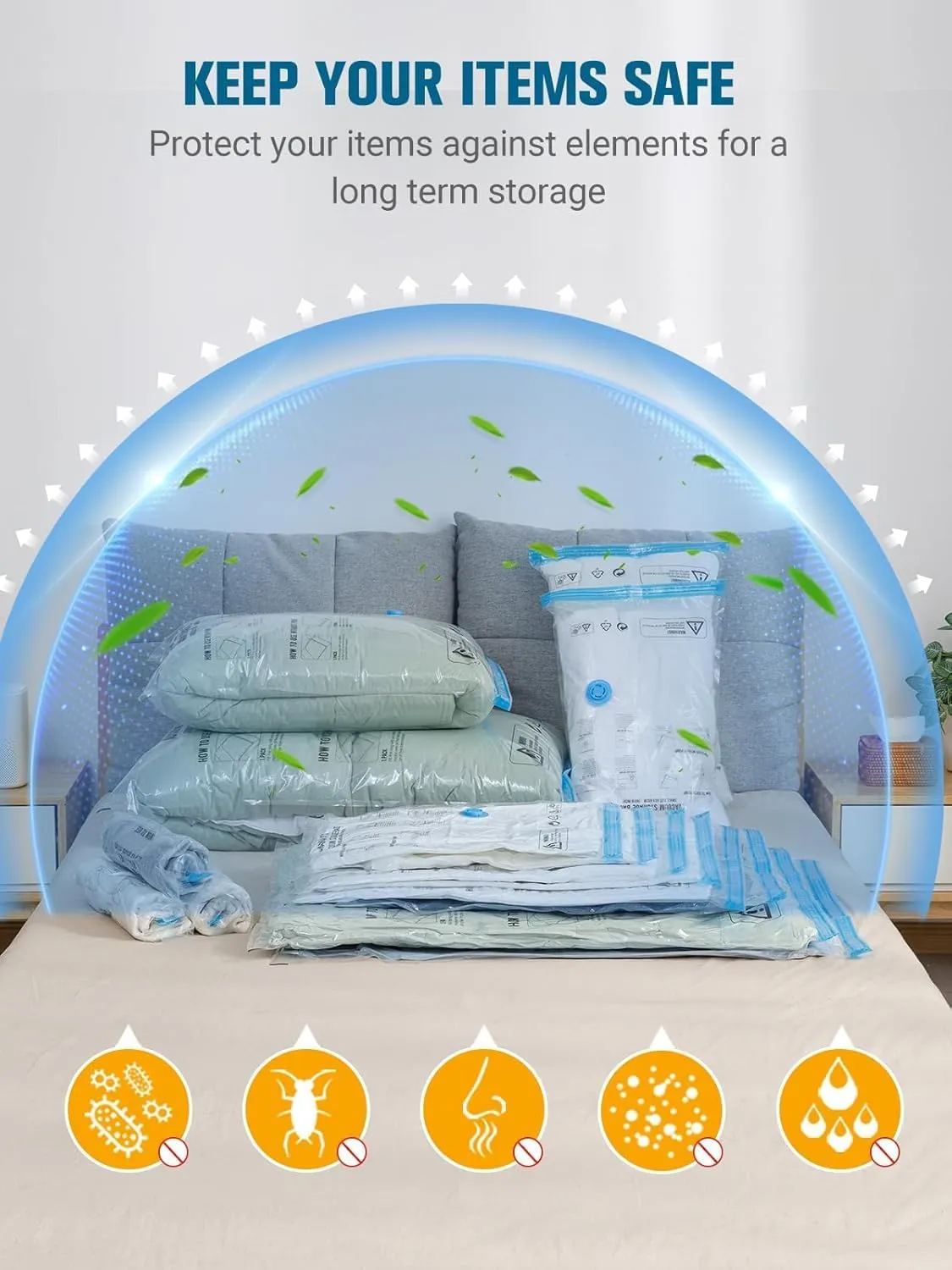 12Pack Small Vacuum Storage Bags, New Air Valve Space Saver Vacuum Sealer Bag for Clothes, Comforters, Blankets, Bedding, Hand Pump Included, Two Vacuum Ways