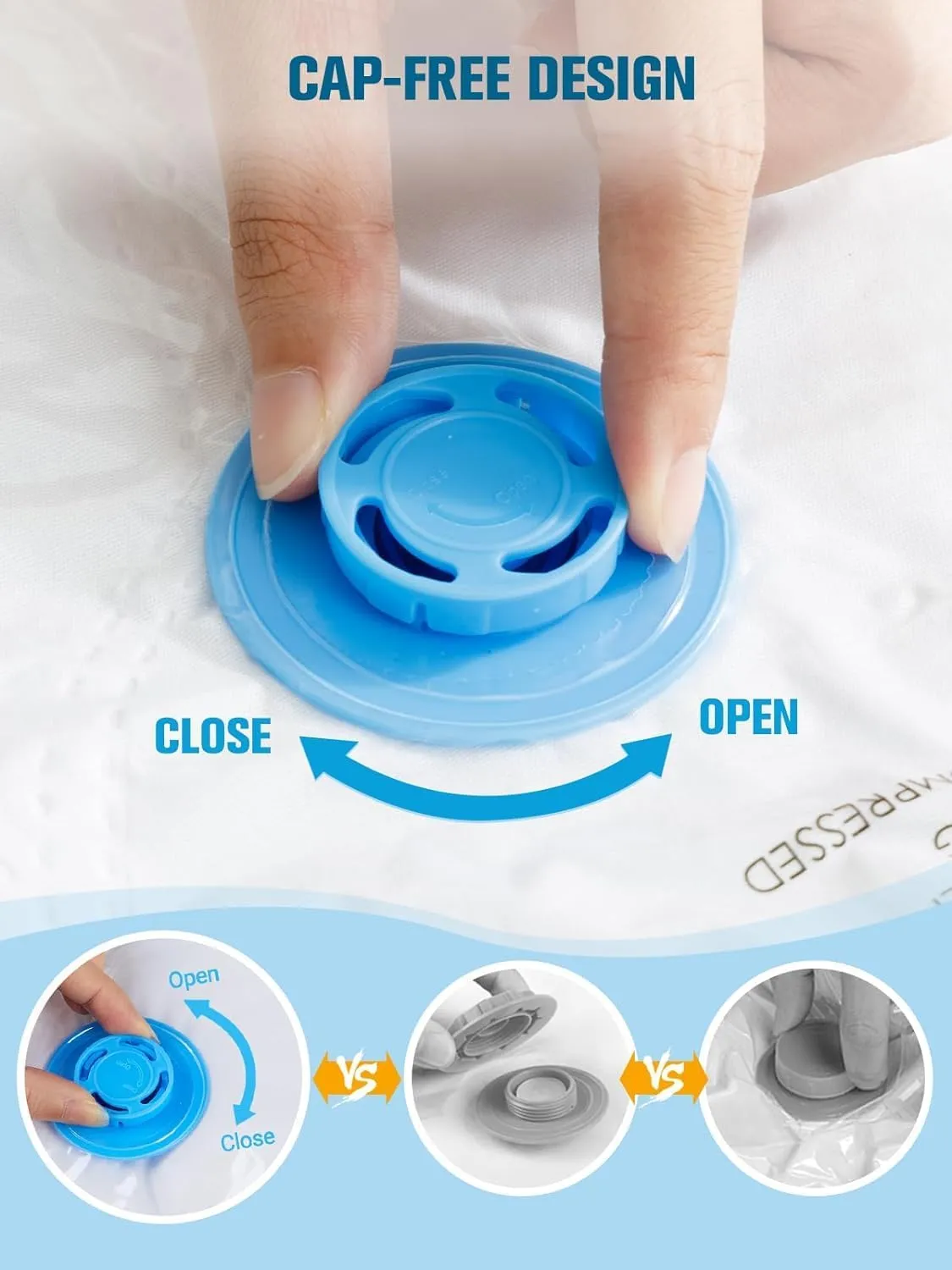 12Pack Small Vacuum Storage Bags, New Air Valve Space Saver Vacuum Sealer Bag for Clothes, Comforters, Blankets, Bedding, Hand Pump Included, Two Vacuum Ways