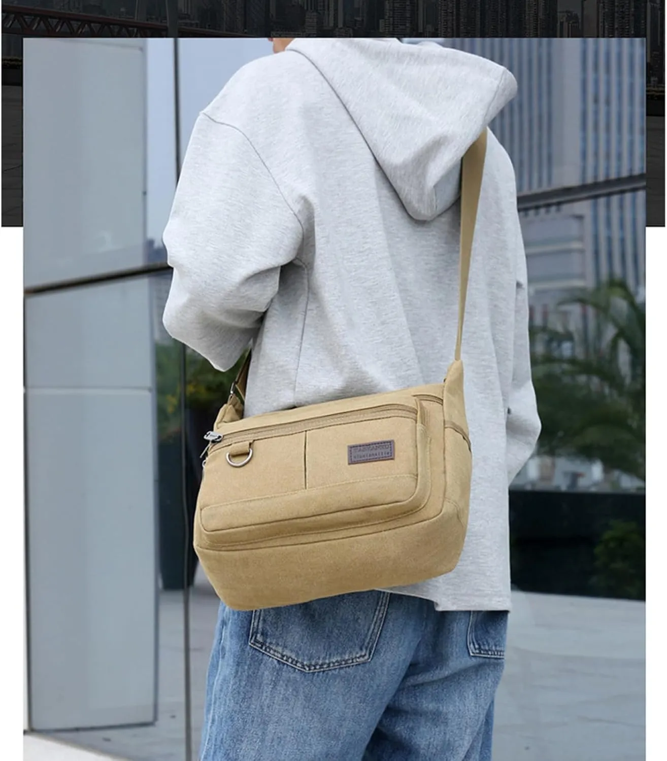 13 "Canvas Crossbody Bag Multi Pocket Outdoor Activity Crossbody Bag Business Travel Messenger Bag Laptop Computer Bag