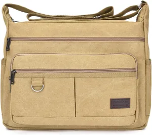 13 "Canvas Crossbody Bag Multi Pocket Outdoor Activity Crossbody Bag Business Travel Messenger Bag Laptop Computer Bag