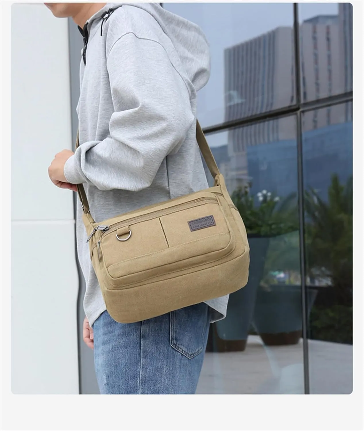 13 "Canvas Crossbody Bag Multi Pocket Outdoor Activity Crossbody Bag Business Travel Messenger Bag Laptop Computer Bag