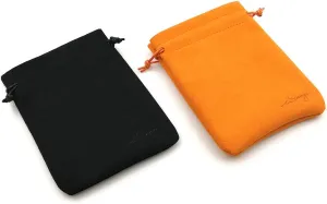 13.5x10.5cm Bonded Leather Drawstring Pouch Bags/Gift Bags with Black and Orange Color Set of 2-YM6BL-01