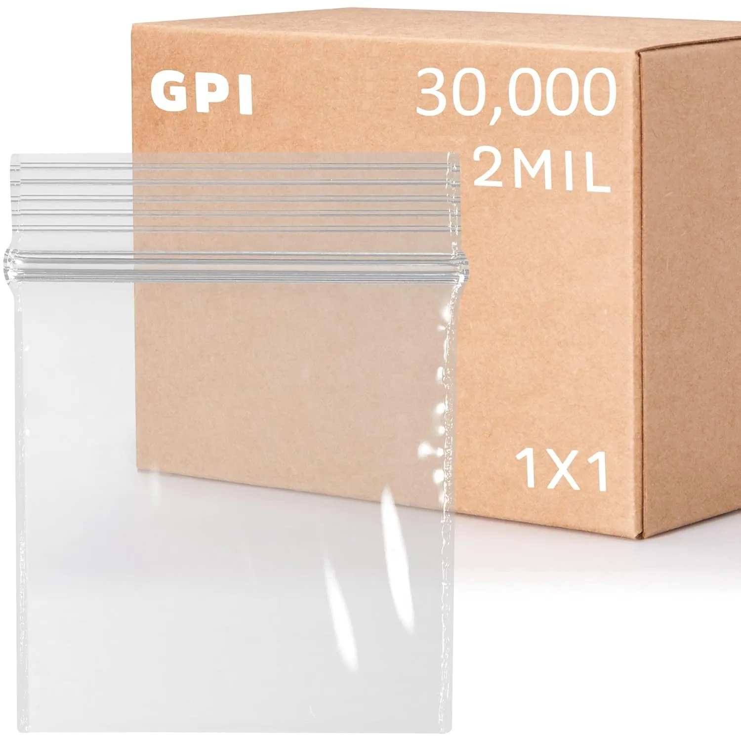 1" X 1" 30,000 Count Clear Plastic Reclosable Zip Bags, Bulk, 2.5 Mil Durable Poly Baggies with Resealable Zip Top Lock for Pills, Meds, Jewelry, Travel, Storage, Packaging & Shipping - GPI
