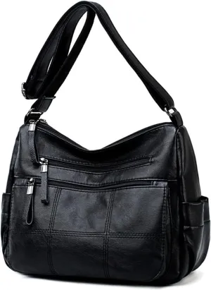 2 Layers Leather Shoulder Messenger Luxury Handbags Women Bags Designer Crossbody Bags for Women (Color : Bronze)