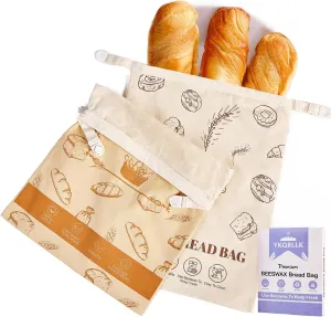 2 packs Reusable Beeswax Bread Bags - Sourdough Storage Bags & Homemade BreadStorage Wrap, Food Baking Beeswax Bag,Sourdough BagBeeswax BagSourdough Storage