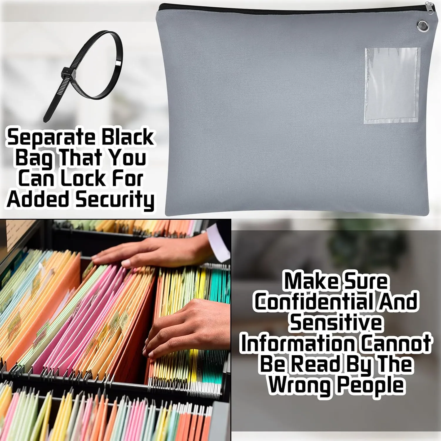 2 Pcs Interoffice Mailer Canvas Transit Sack Zipper Bag 18" x 14" Large Zipper Pouch with Grommet Interoffice Mail Bag (Gray)
