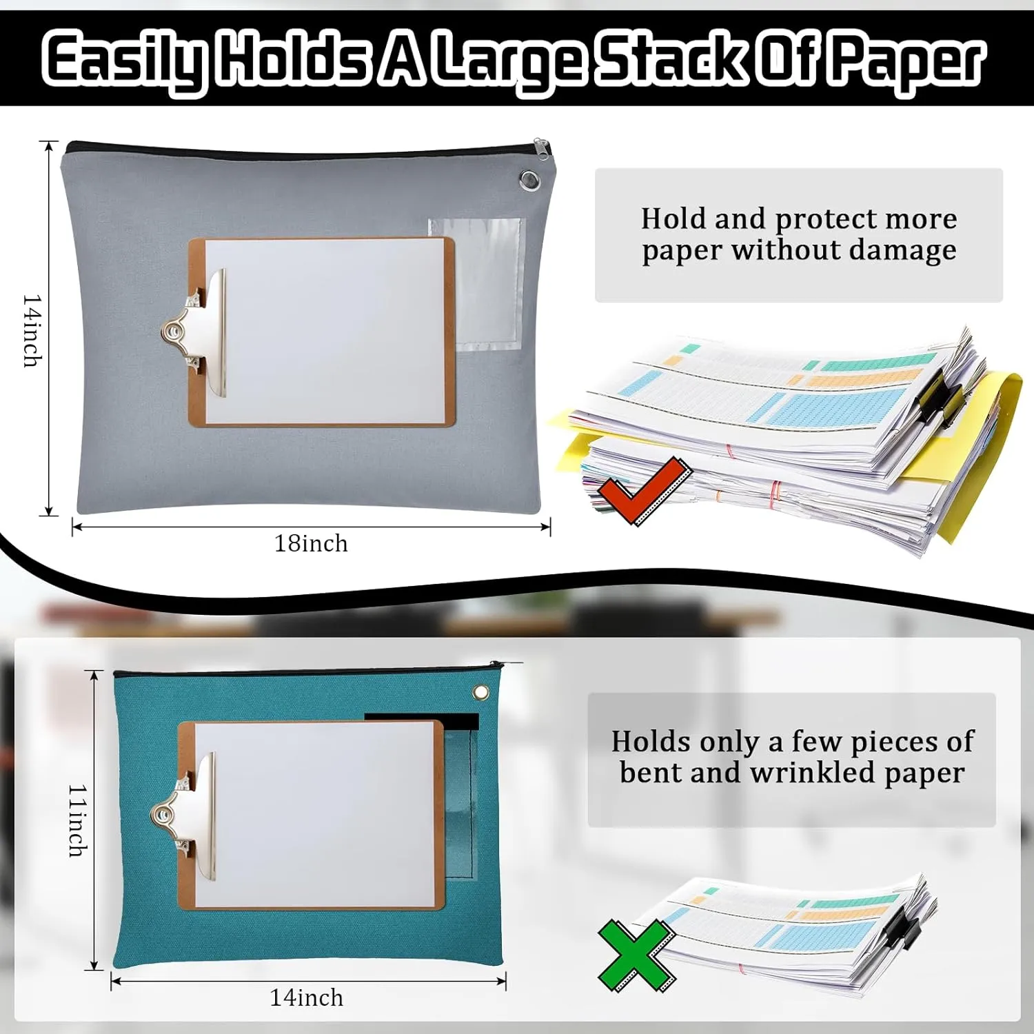 2 Pcs Interoffice Mailer Canvas Transit Sack Zipper Bag 18" x 14" Large Zipper Pouch with Grommet Interoffice Mail Bag (Gray)