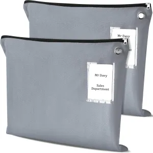 2 Pcs Interoffice Mailer Canvas Transit Sack Zipper Bag 18" x 14" Large Zipper Pouch with Grommet Interoffice Mail Bag (Gray)