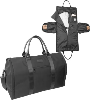 20 Inch Twill Nylon Convertible Garment Weekender Duffle (Black)