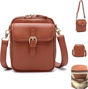 2025 Vintage Double Layer Large Capacity Mini Messenger Bag, Leather Small Purse Crossbody Shoulder Bag for Women Men
