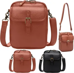 2025 Vintage Leather Crossbody Messenger Bag, Large Capacity Double Layer Shoulder Bag, Small Purse for Women and Men
