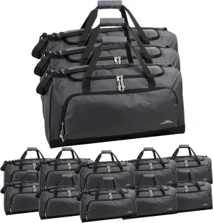 (24 Pack) Bulk 55 Liter, 24 Inch Lightweight Canvas Duffle Bags for Men & Women For Travel, Sports, Homeless Bulk (All Gray Pack)