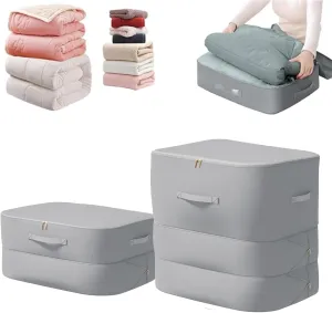 2Pack Compression Storage Bags for Bedding, Ultra Space Saving Self Compression Organizers, Space Saver Bags, Compression Packing Cube Moving Bags for Blankets Clothes Comforter(XL L)