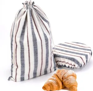 3 Pack Bread Bags for Homemade Bread with Bowl Cover, Sourdough Bread Bags 17.7" x 12" Reusable Linen Bread Bag, Sourdough Bread Baking Supplies Bread Storage Housewarming Gift