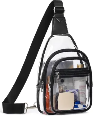 3 Pockets Clear Bag for Stadium Events Large Clear Sling Crossbody Backpack Fanny Pack Concert Purses for Women Men