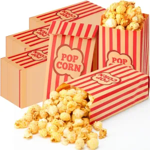 300 Pcs Halloween Creepy Carnival Popcorn Bags for Party Decoration 1 oz Creepy Carnival Popcorn Boxes Party Decoration Red Stripe Bloody Popcorn Bags for Movie Night (Classic)