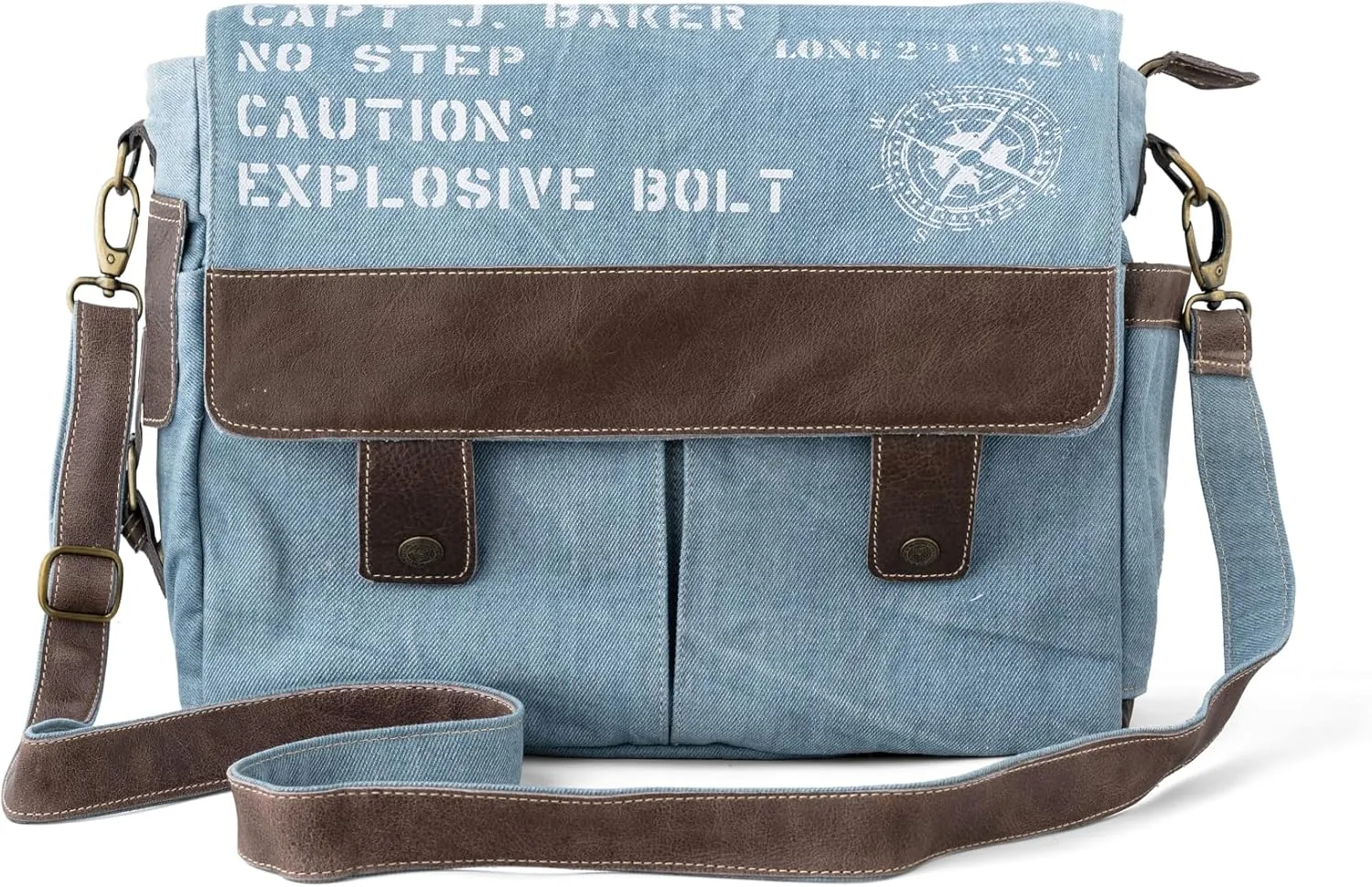3B-Upcycled Vintage Military Leather Canvas Shoulder Bag Laptop Messenger Bags Medium Crossbody Purse, Boho Bag with 2 Straps
