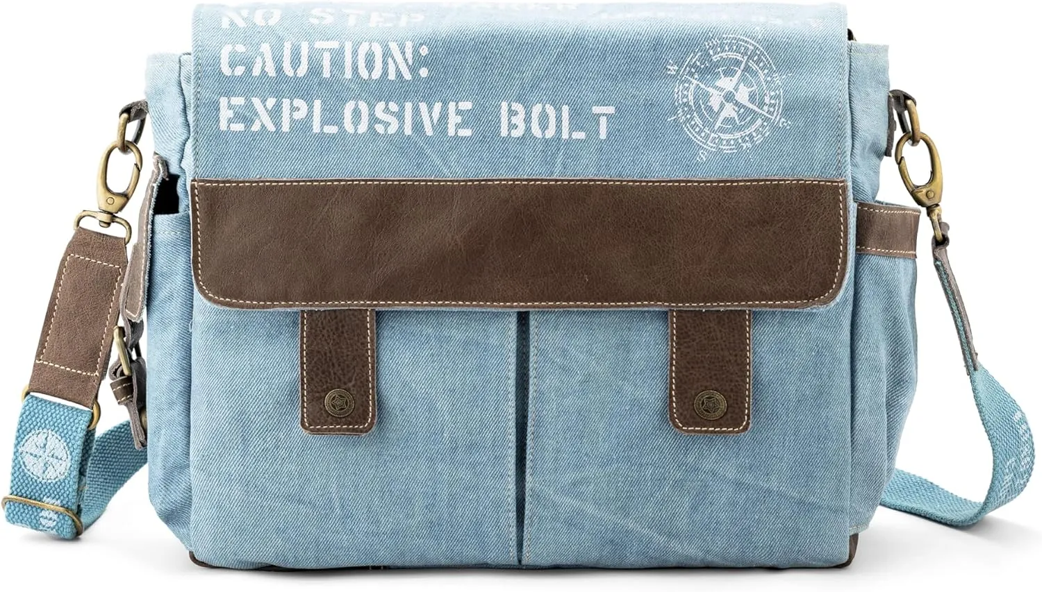 3B-Upcycled Vintage Military Leather Canvas Shoulder Bag Laptop Messenger Bags Medium Crossbody Purse, Boho Bag with 2 Straps