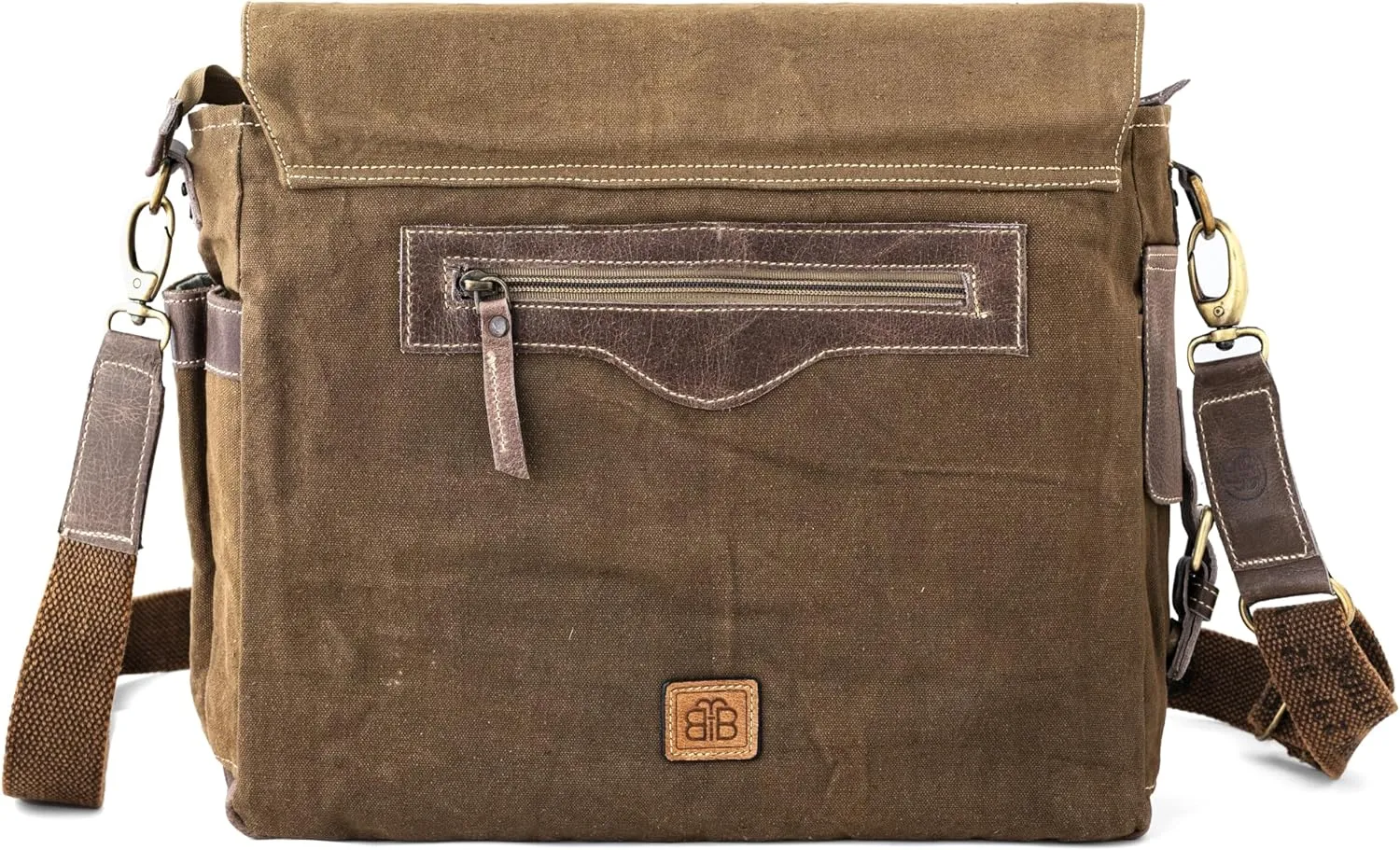 3B-Upcycled Vintage Military Leather Canvas Shoulder Bag Laptop Messenger Bags Medium Crossbody Purse, Boho Bag with 2 Straps