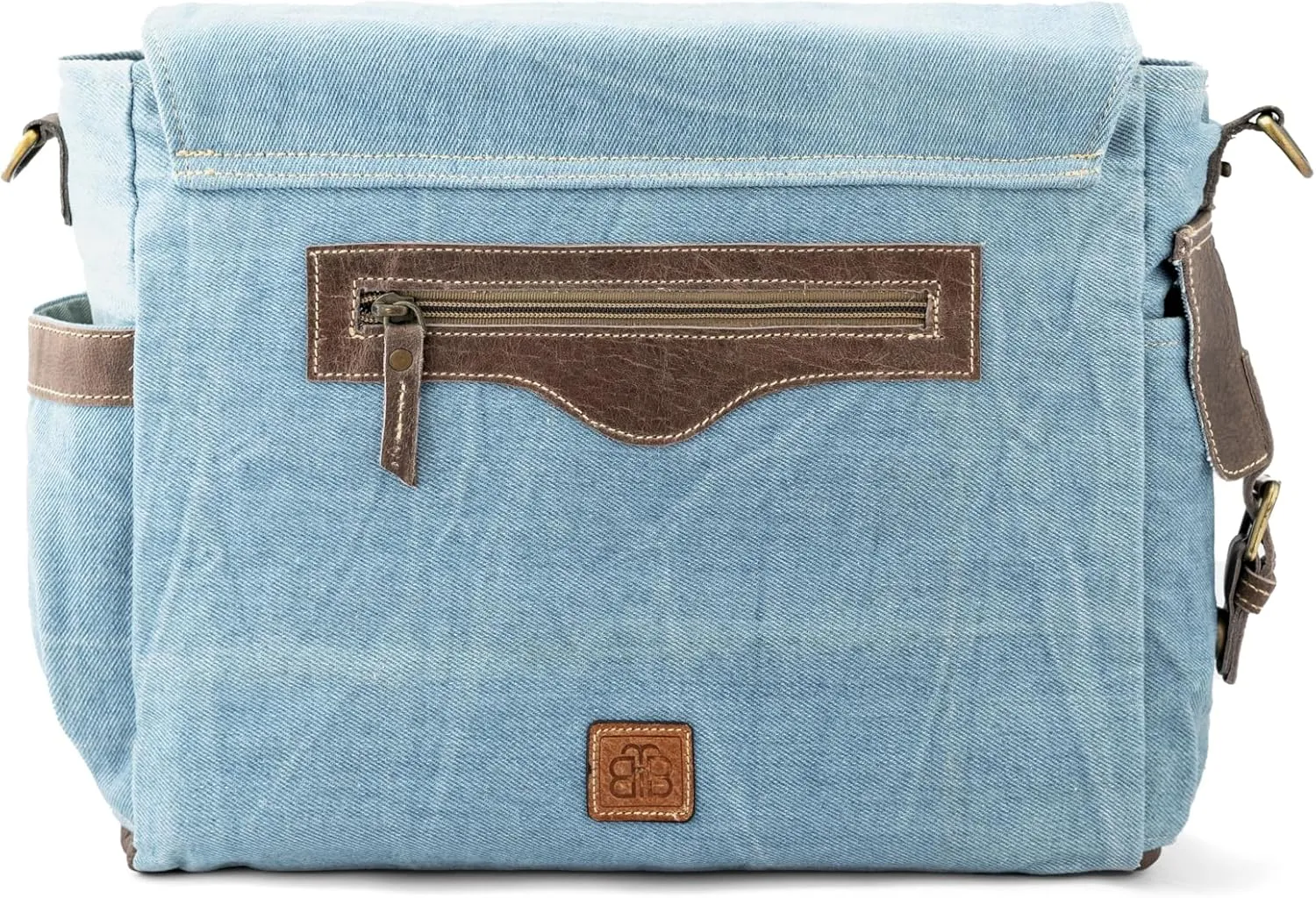 3B-Upcycled Vintage Military Leather Canvas Shoulder Bag Laptop Messenger Bags Medium Crossbody Purse, Boho Bag with 2 Straps