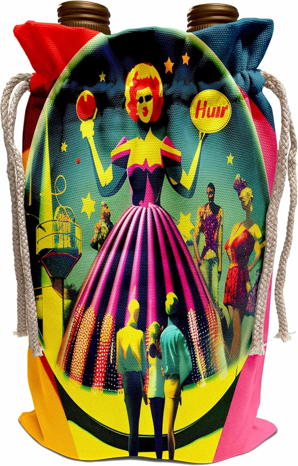 3dRose Cassie Peters AI Generated Art - Visiting the Space Circus Museum - Wine Bags (wbg-385145-1)