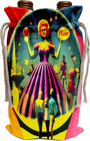 3dRose Cassie Peters AI Generated Art - Visiting the Space Circus Museum - Wine Bags (wbg-385145-1)