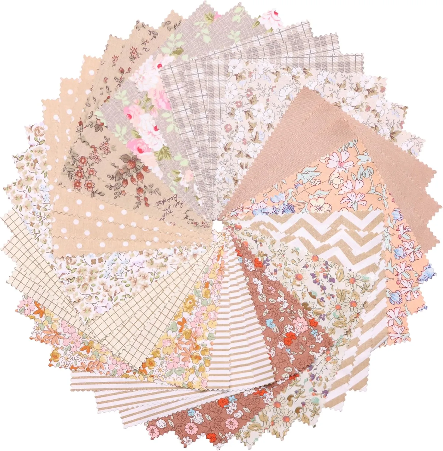 42 Pcs Layer Cakes 10 inch Squares for Quilting, 10" Layer Cake Fabric, Quilting Supplies Cotton Cloth, Pre-Cut 10x10 inch Fabric Squares Bundles for Sewing Patchwork -Light Coffee