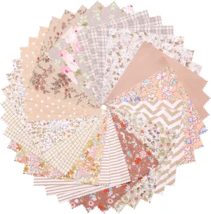 42 Pcs Layer Cakes 10 inch Squares for Quilting, 10" Layer Cake Fabric, Quilting Supplies Cotton Cloth, Pre-Cut 10x10 inch Fabric Squares Bundles for Sewing Patchwork -Light Coffee