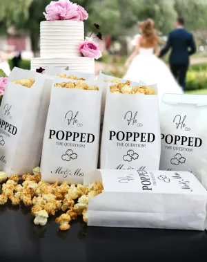 48pcs He Popped the Question Popcorn Bags - Engagement, Bridal Shower, Wedding Party Favors - Grease Resistant