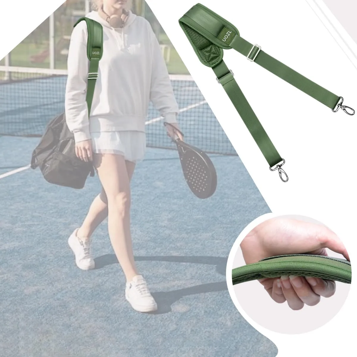 59 Inch Shoulder Straps, Soft with Ultra-Thick Fixed Shoulder Pad, Two Way Independently Adjustable Buckle Replacement Straps for Laptop Bag Messenger Bag Tool Bag Luggage,Green