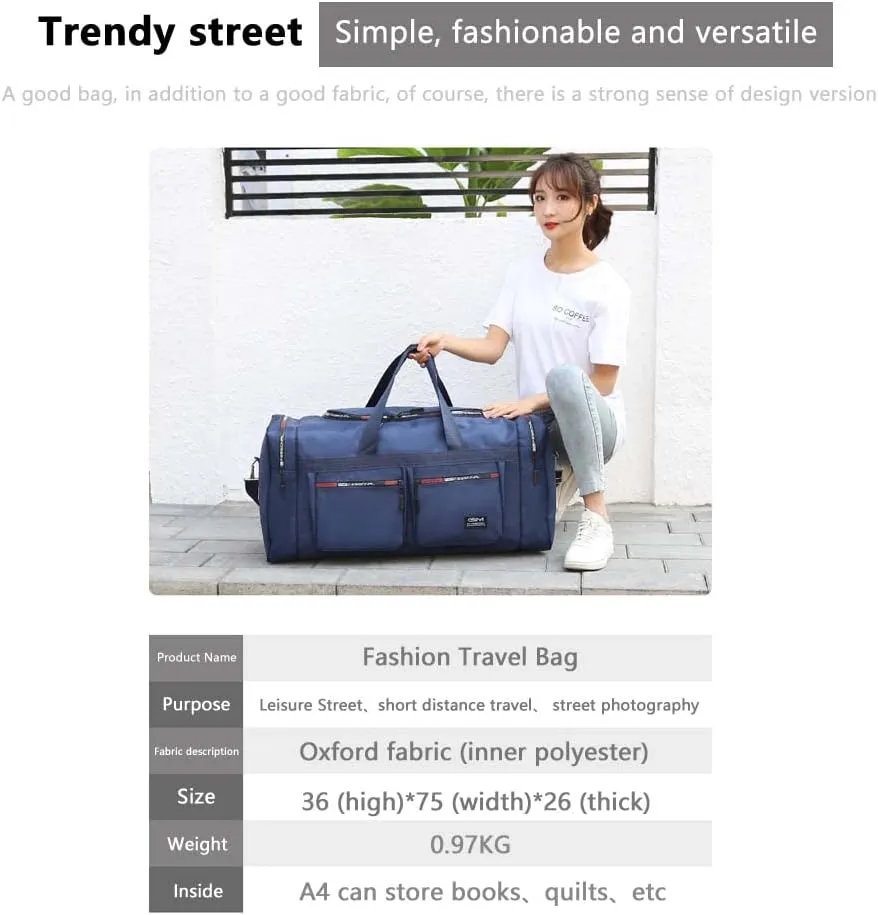 75L Gym Bag for Women & Men for Moving,Vacation,Weekend Getaway Overnight.Big Travel Bag Can Carry All of You Want to.