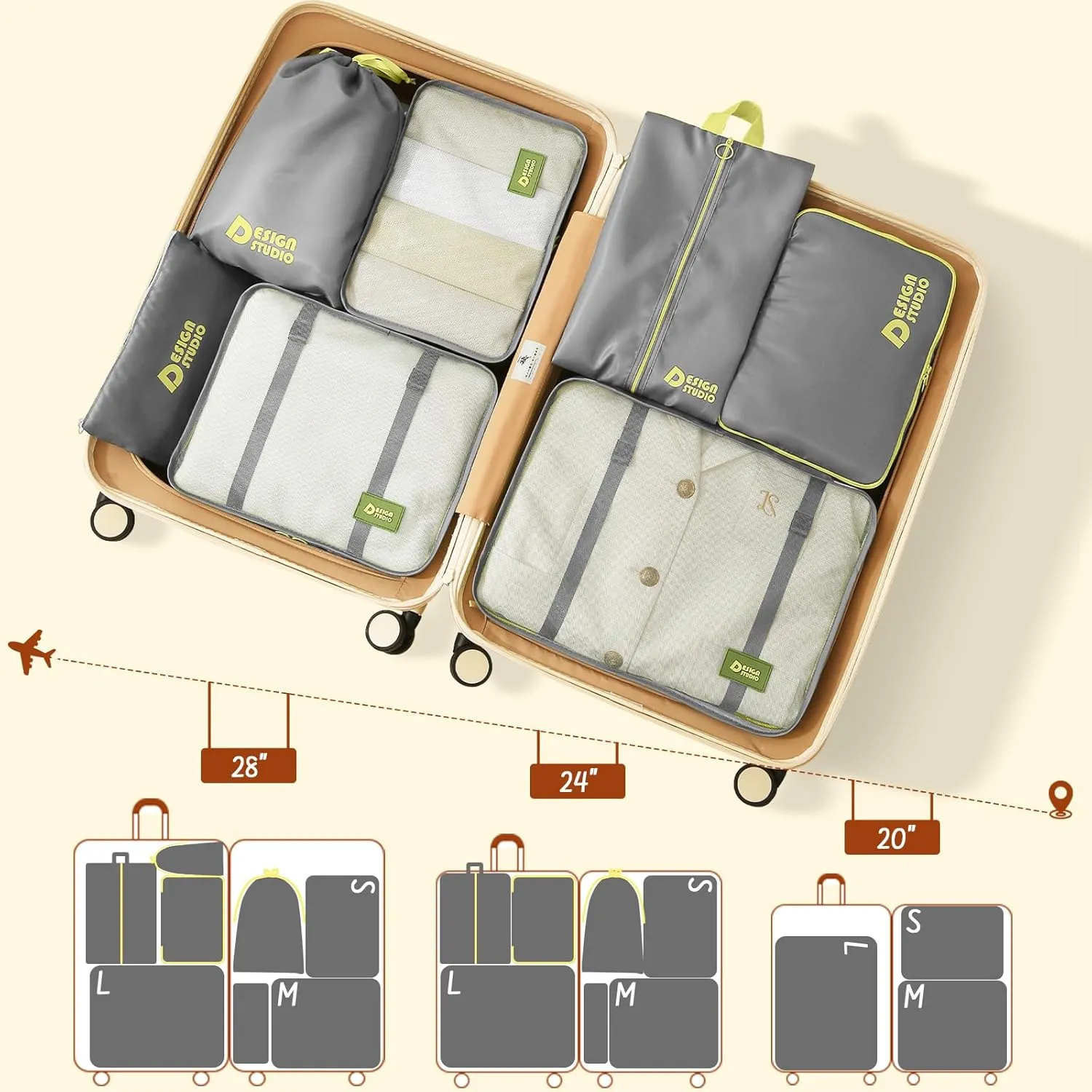 8 Set Packing Cubes for Travel Luggage Organizer Bags for Family, Mesh Packing Cubes for Suitcases, Travel Essentials Bags Set for Women & Men