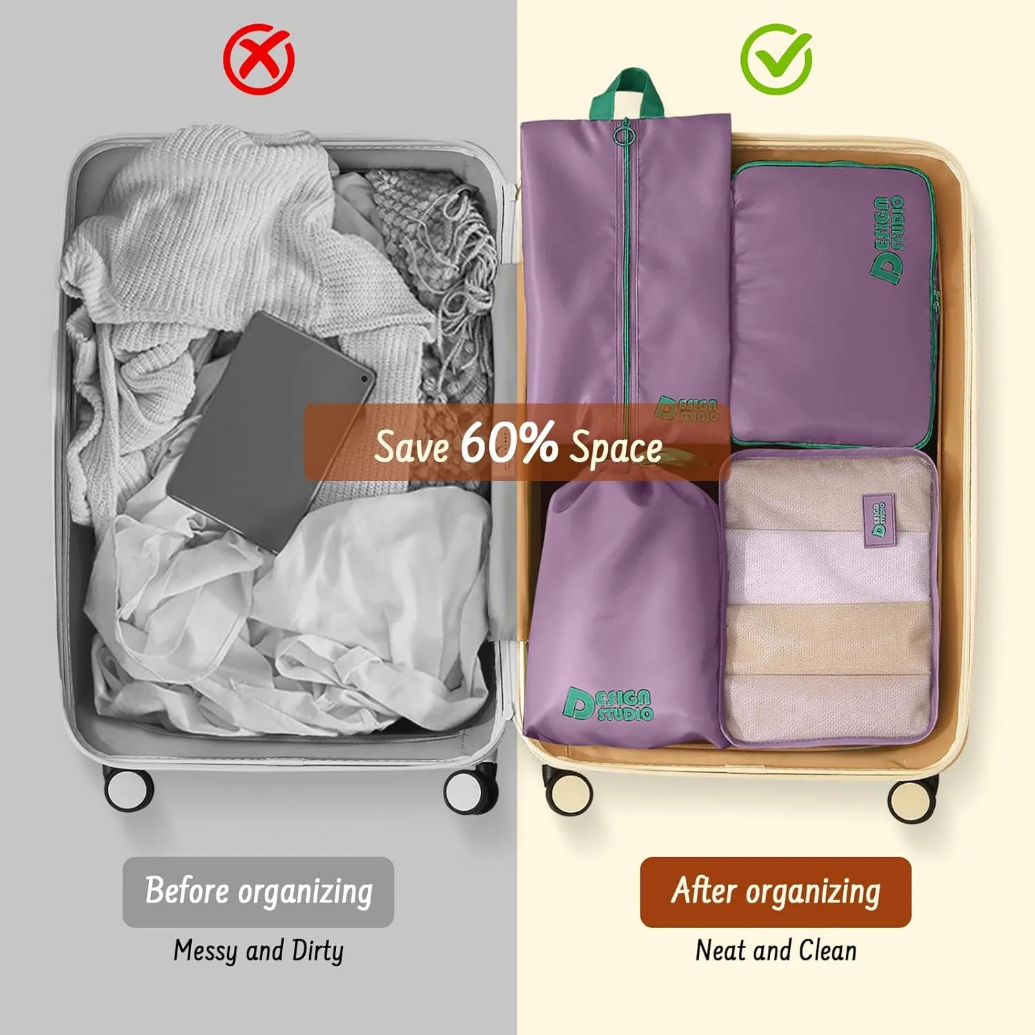 8 Set Packing Cubes for Travel Suitcase Organizer Bags Luggage Packing Cubes Set Travel Essentials Accessories Gifts for Women