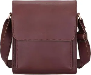 8.7Inch Mens Genuine Leather Shoulder Bags Messenger Bags Crossbody Bags Casual Daypacks Waist Packs(Red)