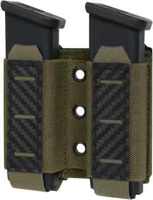 9MM Pistol Mag Pouch,Molle Double Magazine Pouch with Inner Loop Panel Elastic Magazine Holster Laser-Cut Hardshell Mag Bag,for 9mm/.40 Calibers 45acp Glock S&W M&P