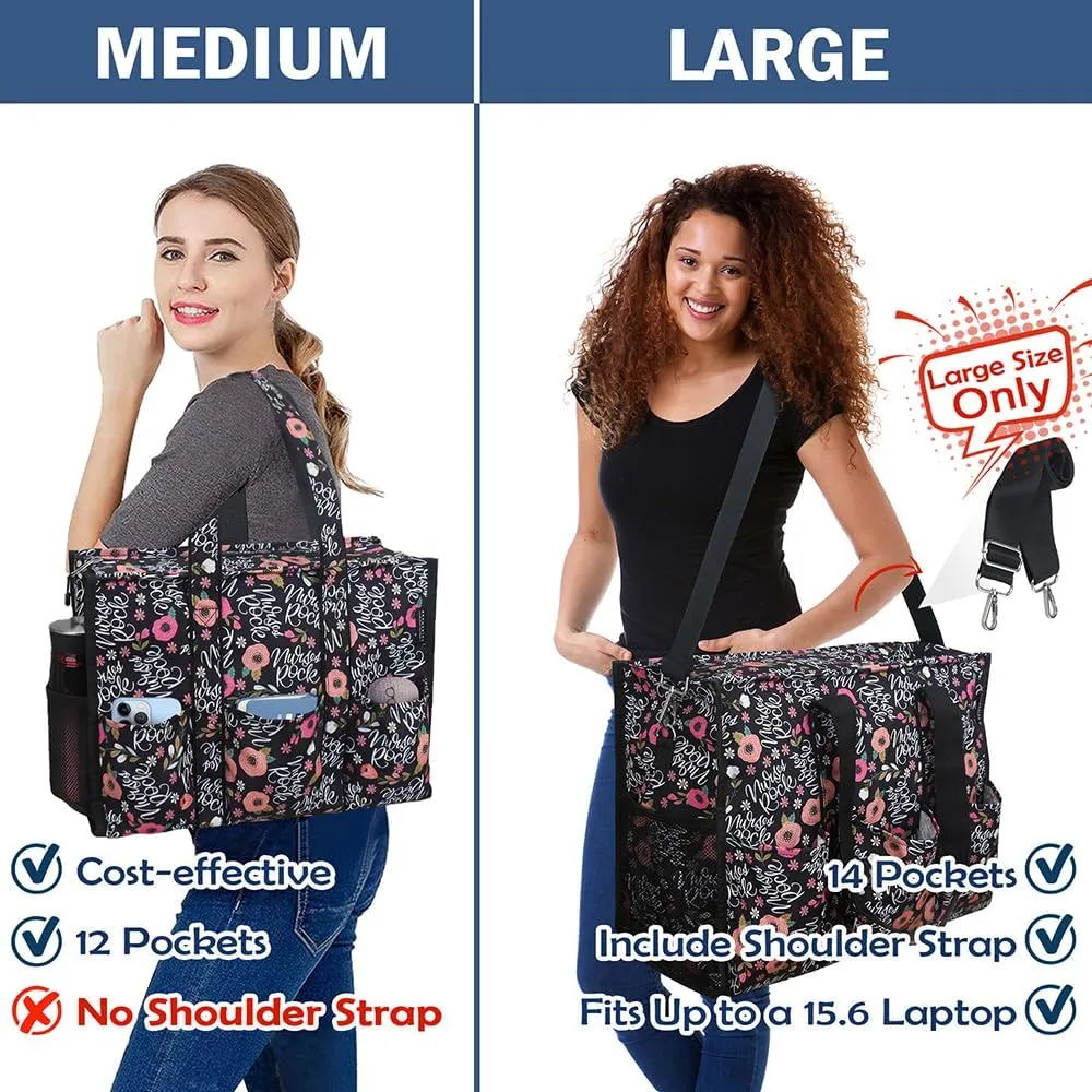 ABAMERICA Nurse Bags for Work: Multiple Pockets, Waterproof, Organizing Zip Top Clinical Bag for Nursing Students