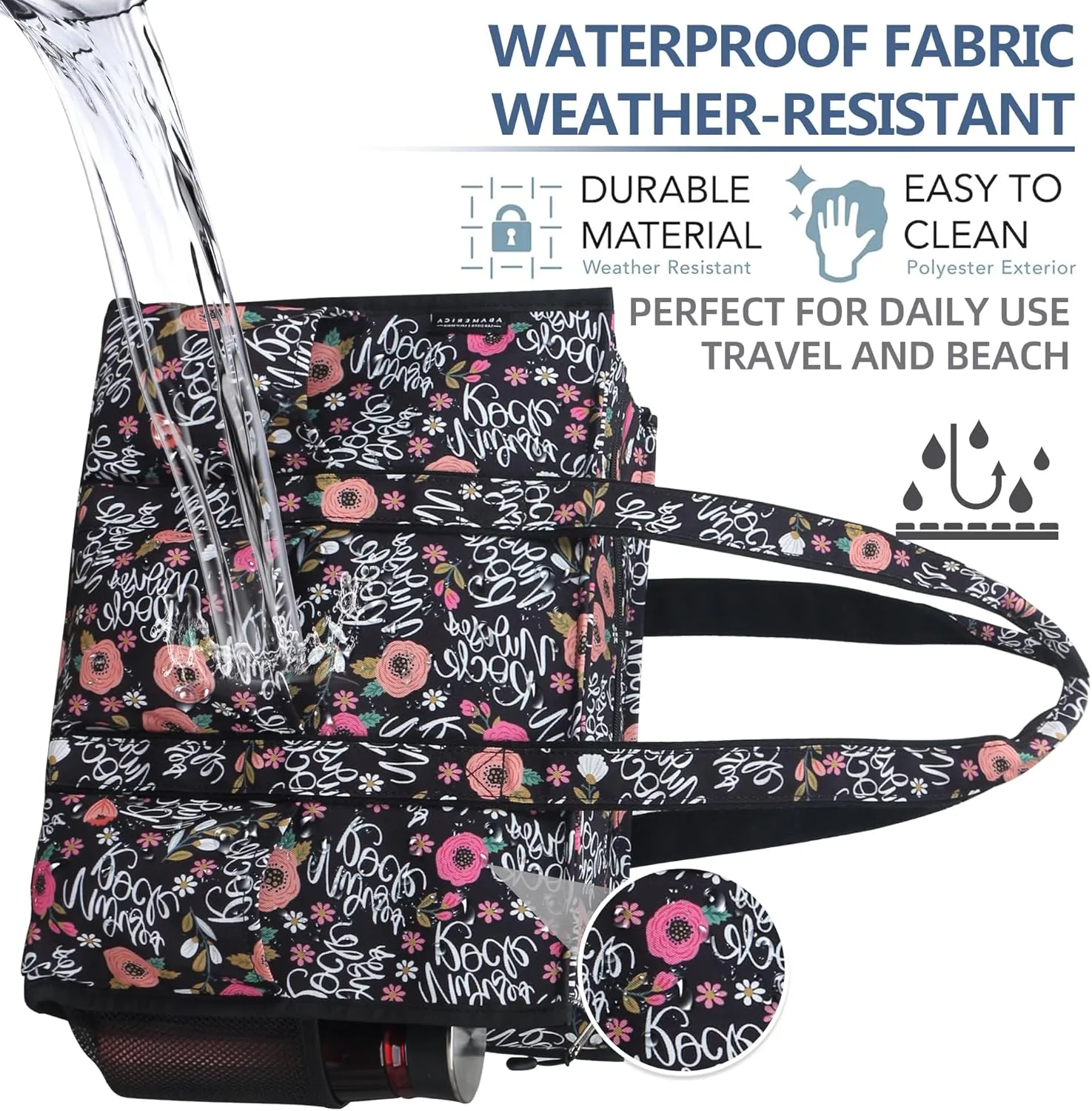 ABAMERICA Nurse Bags for Work: Multiple Pockets, Waterproof, Organizing Zip Top Clinical Bag for Nursing Students